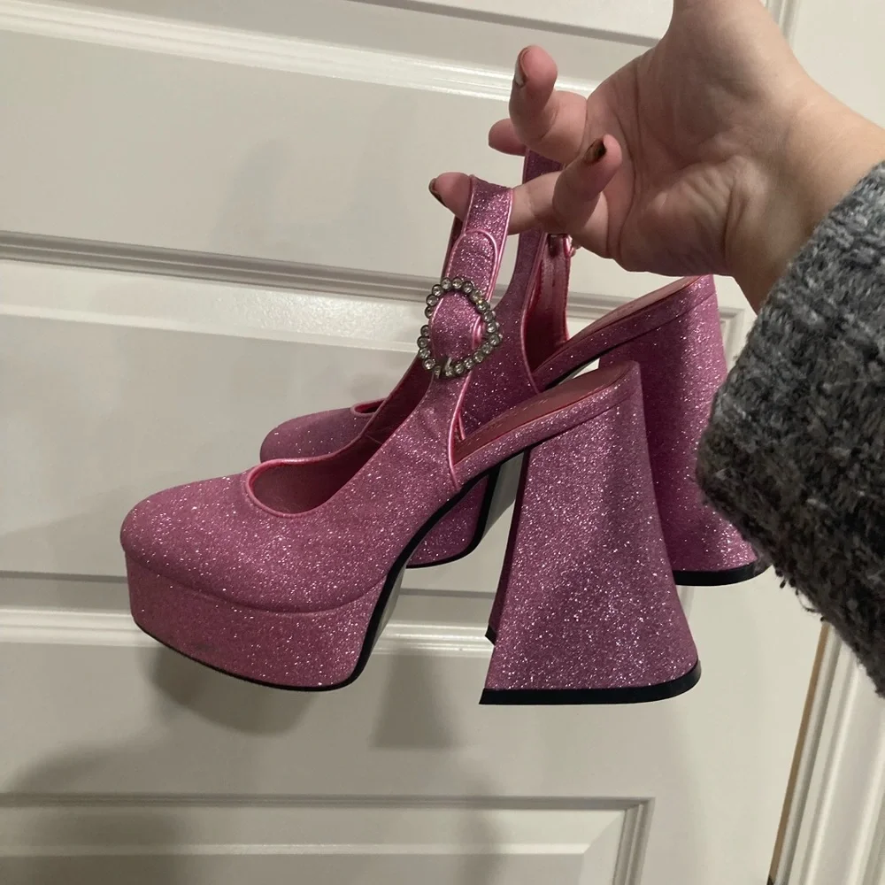 Sugar Thrillz Sparkling Pink Platform Shoes